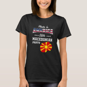 America Macedonian Parts Macedonia Map USA Flag Ro T-Shirt