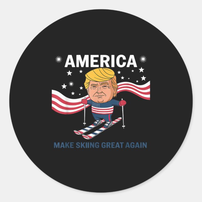 America Make Skiing Great Again Donald Trump  Classic Round Sticker (Front)