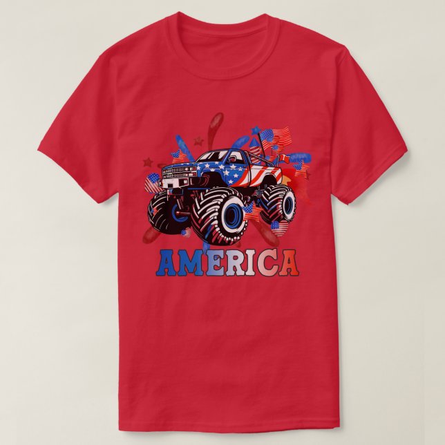 America Monster Truck 4th of July 2 T-Shirt (Design Front)