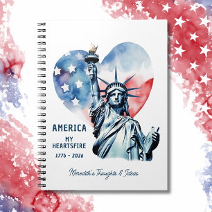 America My Heartsfire Personalised Patriotic Notebook