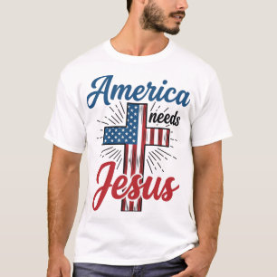 America Needs Jesus Patriotic Cross Shirt Design_1