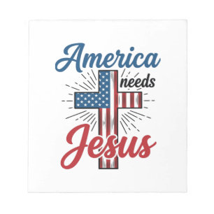 America Needs Jesus Patriotic Cross Shirt Design_1 Notepad