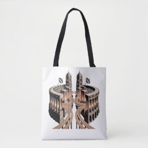 America Network Landmark Server City Vintage Tech  Tote Bag