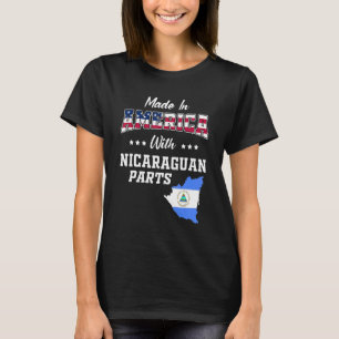America Nicaraguan Parts Nicaragua Map Usa Flag Ro T-Shirt