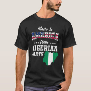 America Nigerian Parts Nigeria Map USA Flag Ancest T-Shirt