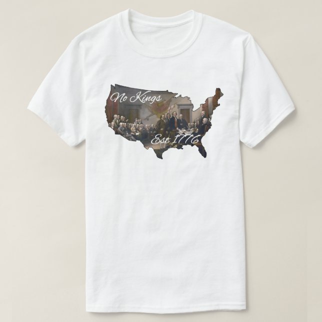 America No Kings Est 1776 T-Shirt (Design Front)
