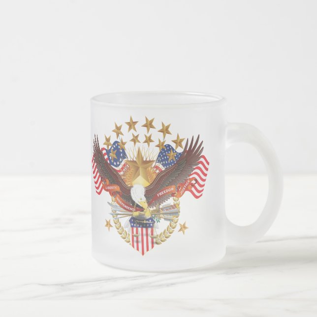 America Not Forgotten Dual Logo Frosted Glass Coffee Mug (Right)