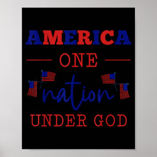 America One Nation Under God Faith Design Poster
