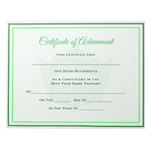 America Pageant Crown Certificate Achievement Awrd Notepad