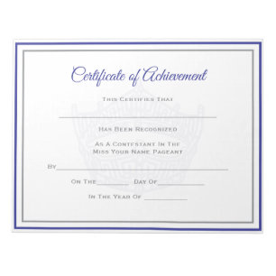 America Pageant Crown Certificate Achievement Awrd Notepad