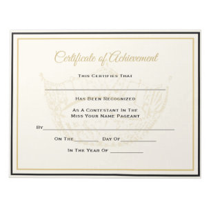 America Pageant Crown Certificate Achievement Awrd Notepad