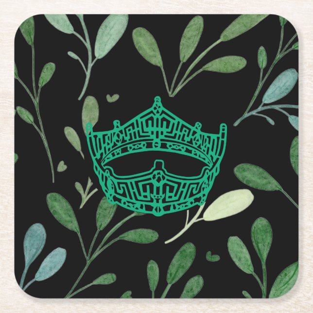 America pageant crown leaf print paper coasters (Front)