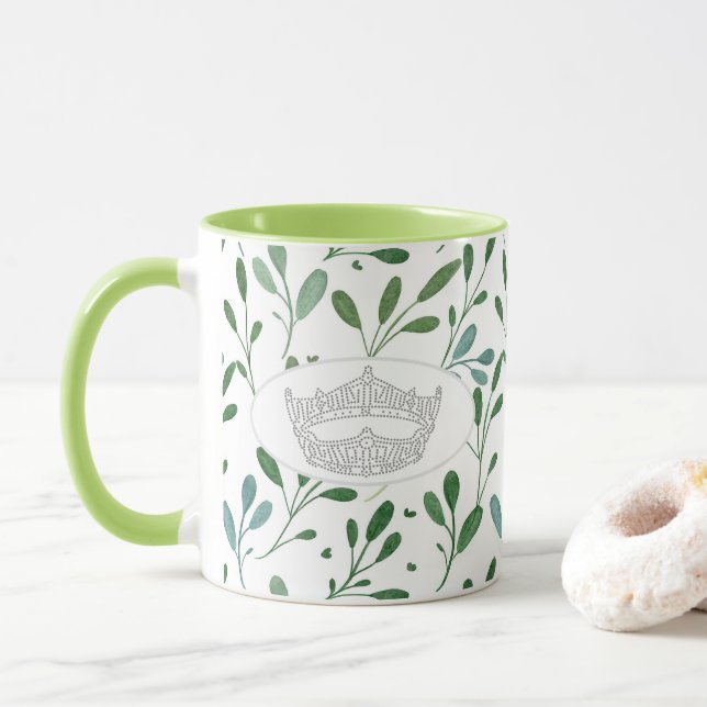 America Pageant Crown Leaf Print Two tone Mug (With Donut)