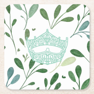 America pageant Crown  Square Paper Coaster