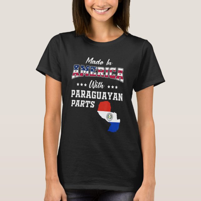 America Paraguayan Parts Paraguay Map Usa Flag Roo T-Shirt (Front)