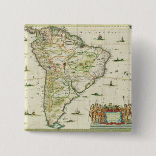 America Pars Meridionalis, page 93 of 'Atlas Minor 15 Cm Square Badge