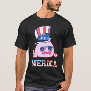 America Patriotic Blobfish American Flag Grumpy Fi T-Shirt