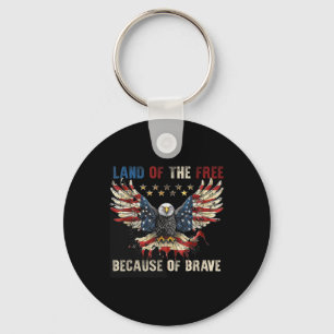 America Patriotic Eagle Land Of The Free Because O Key Ring