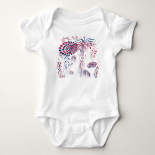 America Patriotic Fireworks 4th of July Baby Bodysuit