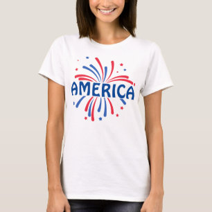 AMERICA Patriotic Fireworks July 4th T-Shirt
