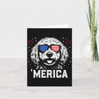 America Patriotic Goldendoodle Aamerican Flag Dog Card
