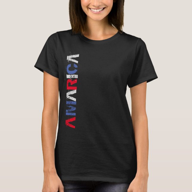 America patriotic graphic USA Flag Colours T-Shirt (Front)