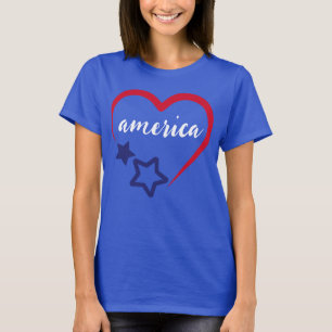 America Patriotic Heart July 4th Holiday T-Shirt