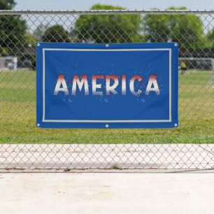 America Patriotic Shimmer Word Art   Banner