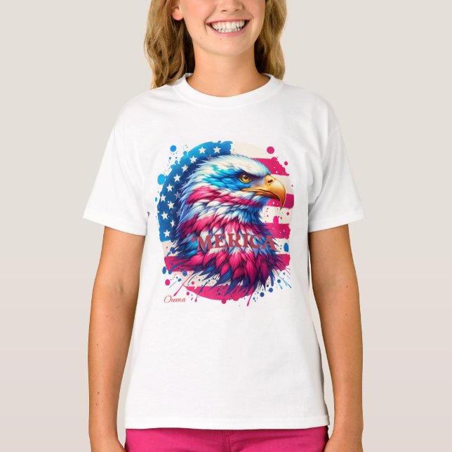 America – Patriotic USA Design for 4th of July, Ve T-Shirt (Front)