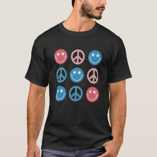 America Peace Vibes Hippie Tee 4th Of July Indepen