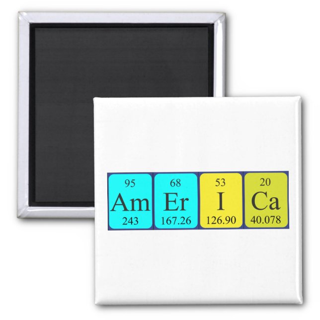 America periodic table name magnet (Front)