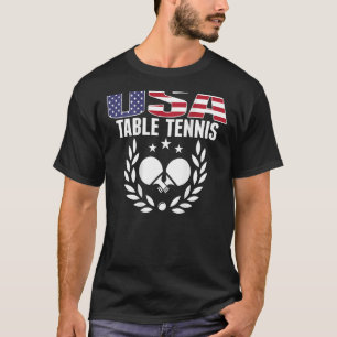 America Ping Pong US Flag Table Tennis Team Suppo T-Shirt