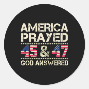 America Prayed God Answered Funny Qr Trump Dancing Classic Round Sticker