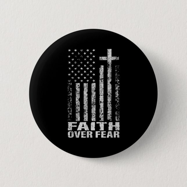 America Pride Us Flag Faith Over Fear Christian Bi 6 Cm Round Badge (Front)