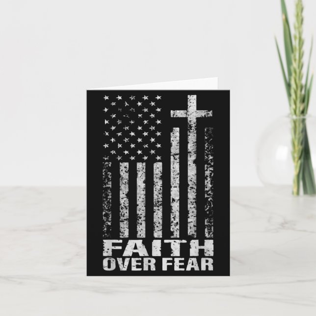 America Pride Us Flag Faith Over Fear Christian Bi Card (Front)
