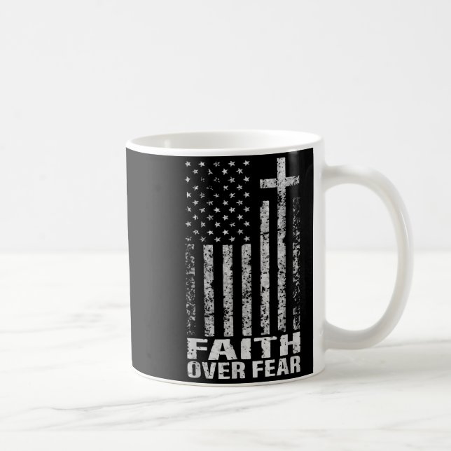 America Pride Us Flag Faith Over Fear Christian Bi Coffee Mug (Right)