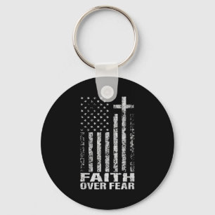 America Pride Us Flag Faith Over Fear Christian Bi Key Ring