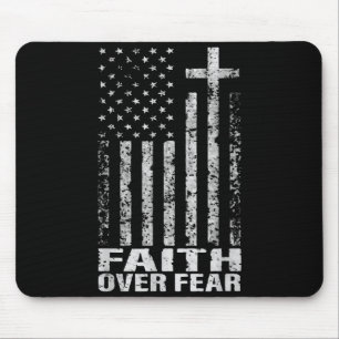 America Pride Us Flag Faith Over Fear Christian Bi Mouse Mat