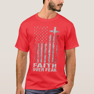 America Pride US Flag Faith Over Fear Christian Bi T-Shirt