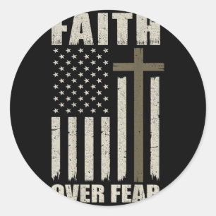 America Pride Us Flag Faith Over Fear Prayer On Ba Classic Round Sticker