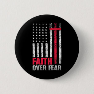 America Pride Us Flag Tee Faith Over Fear Prayer ( 6 Cm Round Badge