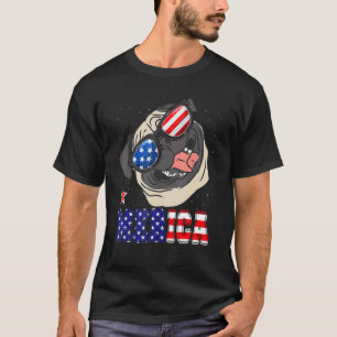 America Pug Dog Owner 4th Of July Usa Flag Men Wom T-Shirt