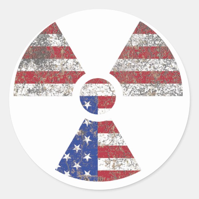 America Radiation Warning Classic Round Sticker (Front)
