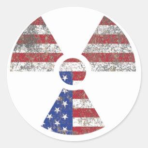 America Radiation Warning Classic Round Sticker
