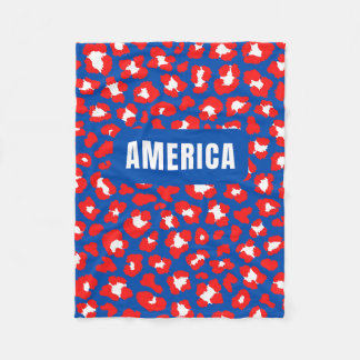 America Red White and Blue Fleece Blanket
