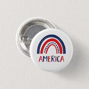 America   Red White and Blue Rainbow 3 Cm Round Badge