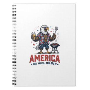 America Red White And Brew Eagle BBQ Shirt (7)_1 Notebook