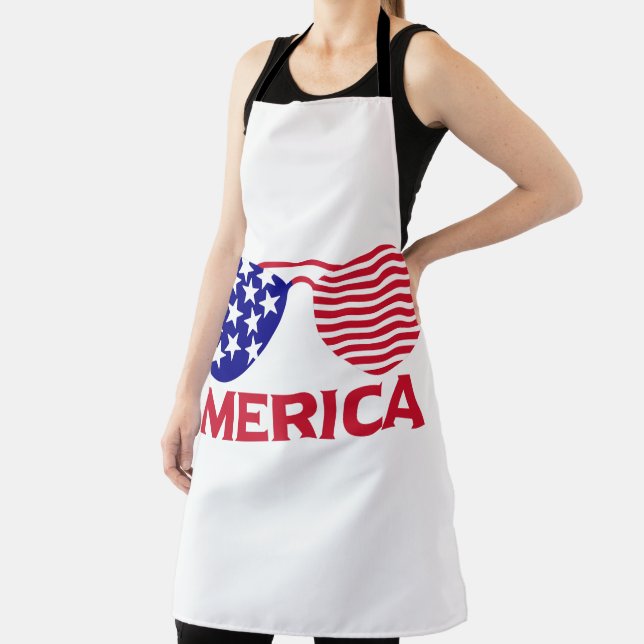 America Red White Blue Sunglasses  Apron (Insitu)