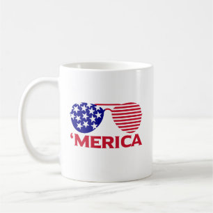 America Red White Blue Sunglasses  Coffee Mug