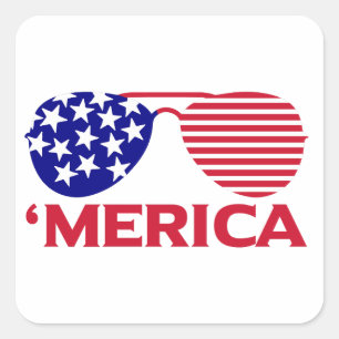 America Red White Blue Sunglasses  Square Sticker